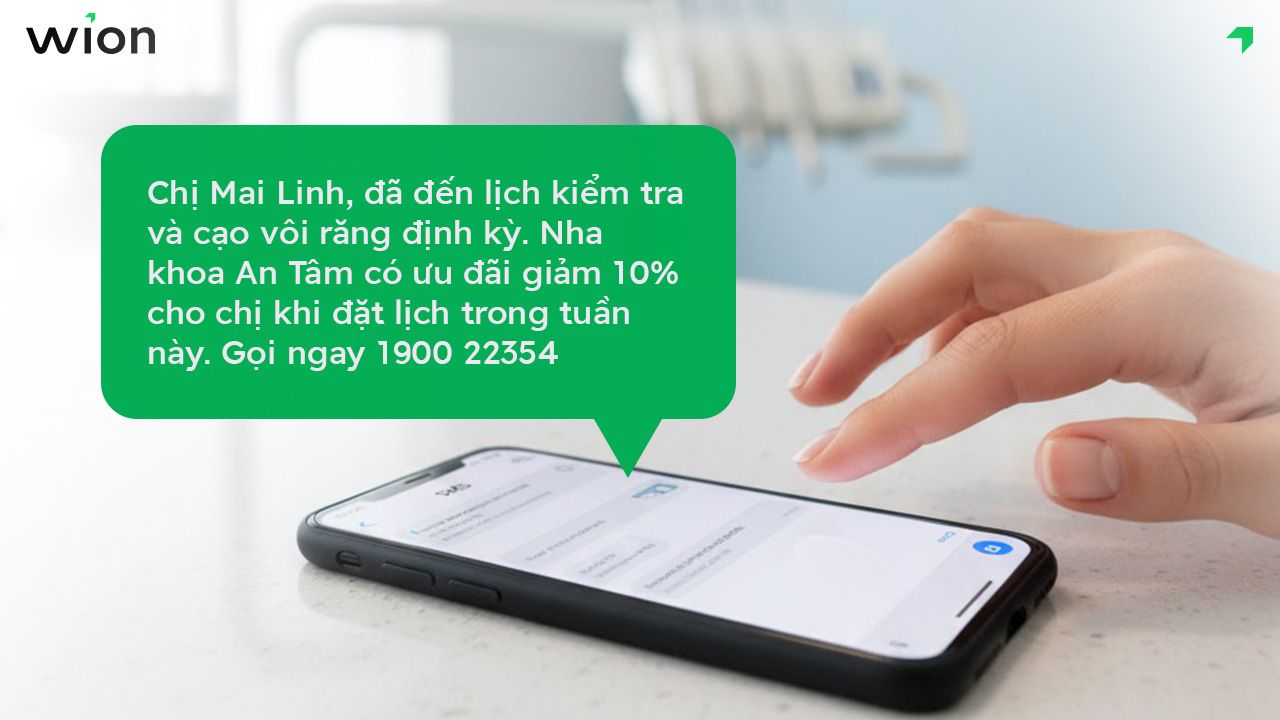 Mẫu SMS nha khoa tái khám định kỳ và khuyến mãi