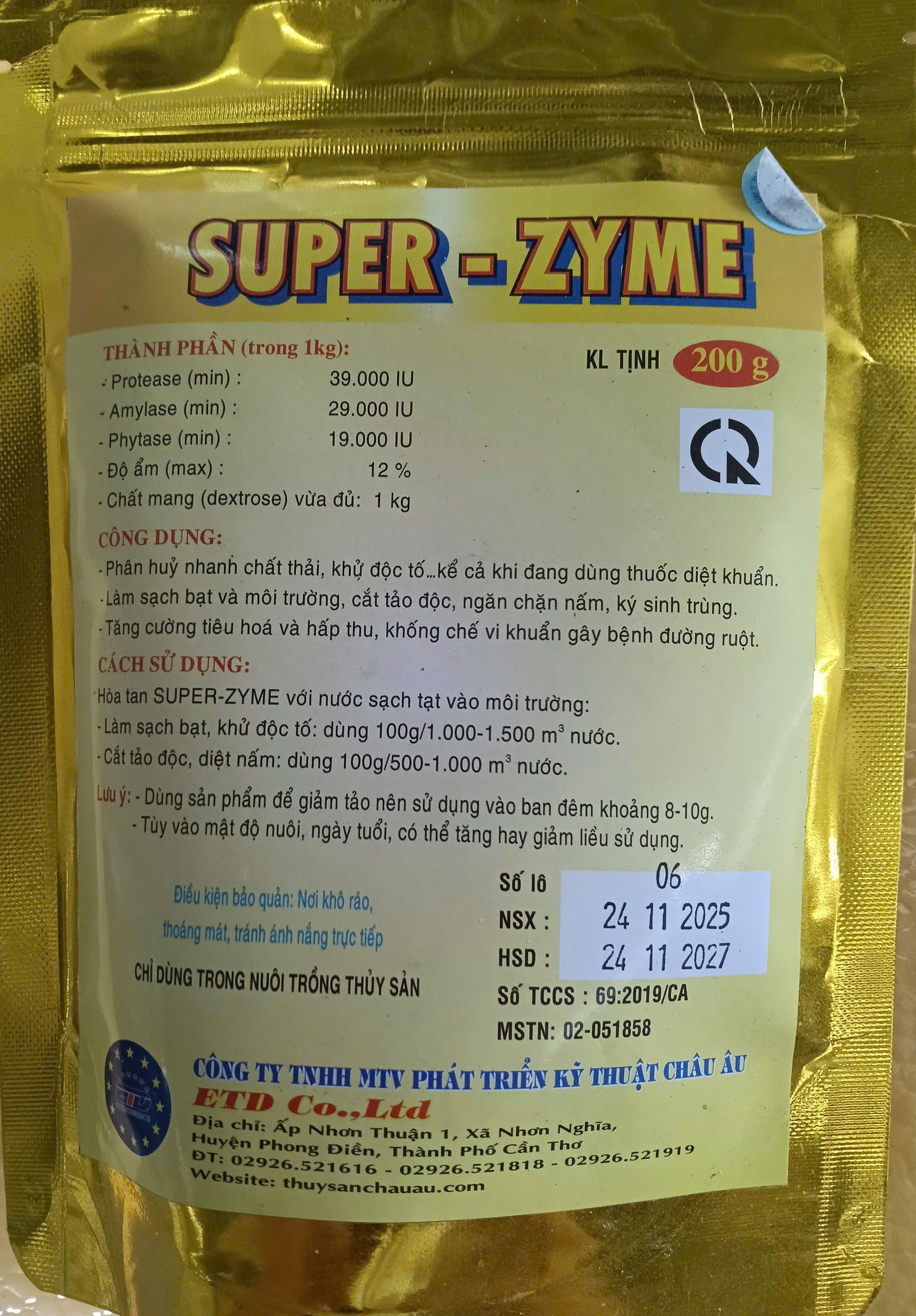 Thành phần và hướng dẫn sử dụng SUPER ZYME thủy sản