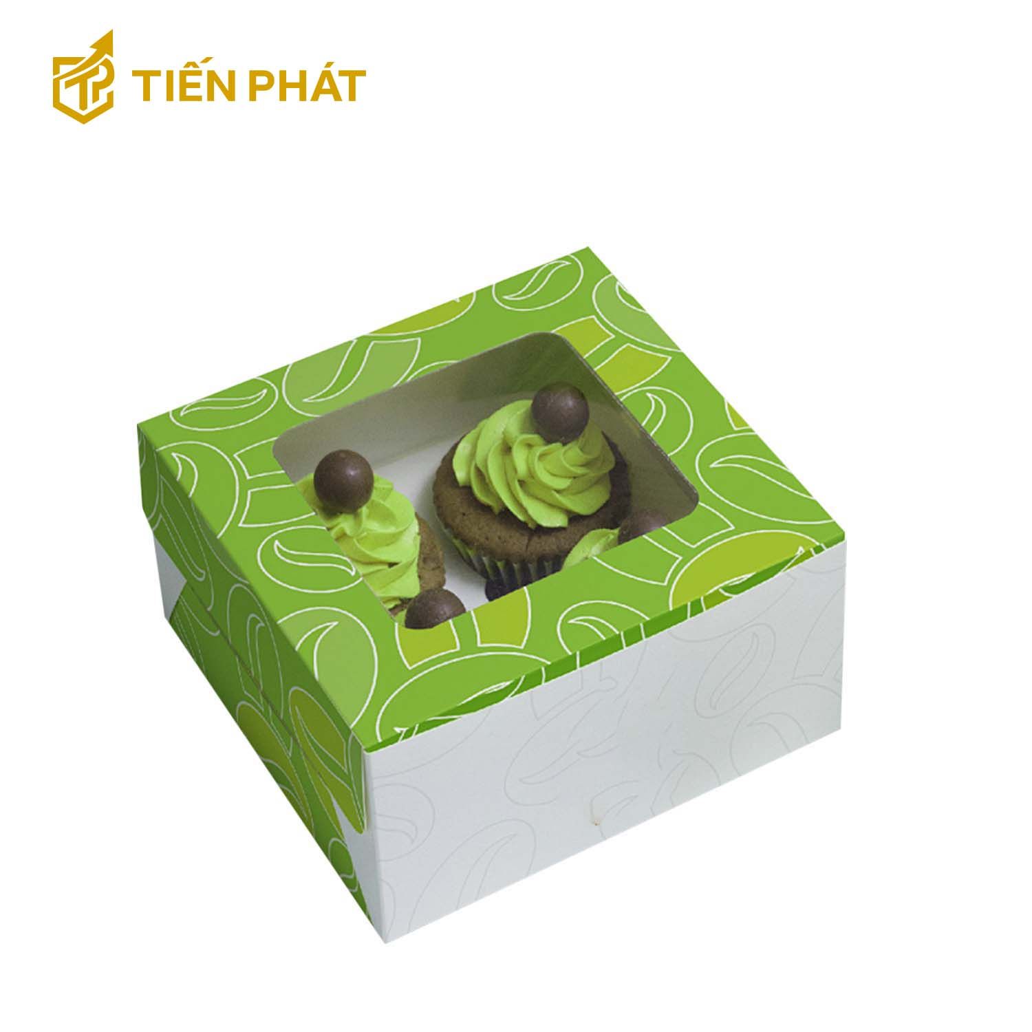 hop-giay-dung-banh-cupcake-mau-xanh-la-hoa-tiet-don-gian