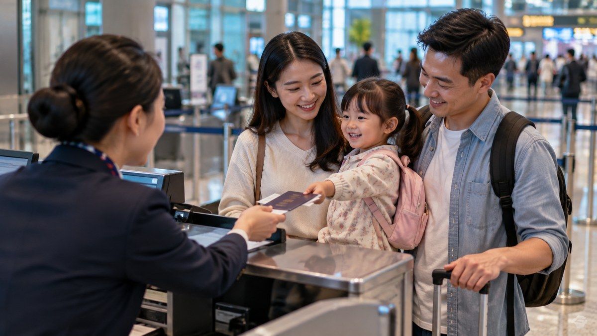 Gia đình có trẻ nhỏ được hỗ trợ làm thủ tục Fast Track tại sân bay