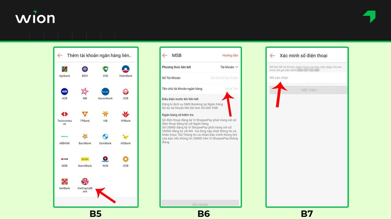 Liên kết ví ShopeePay với tài khoản ngân hàng 2