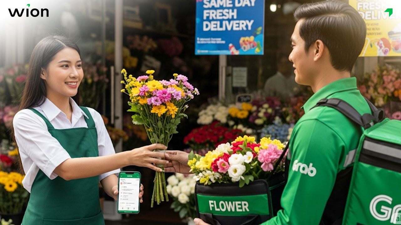 Kinh doanh hoa tươi online trên app giao hàng Grab, Shopee Food