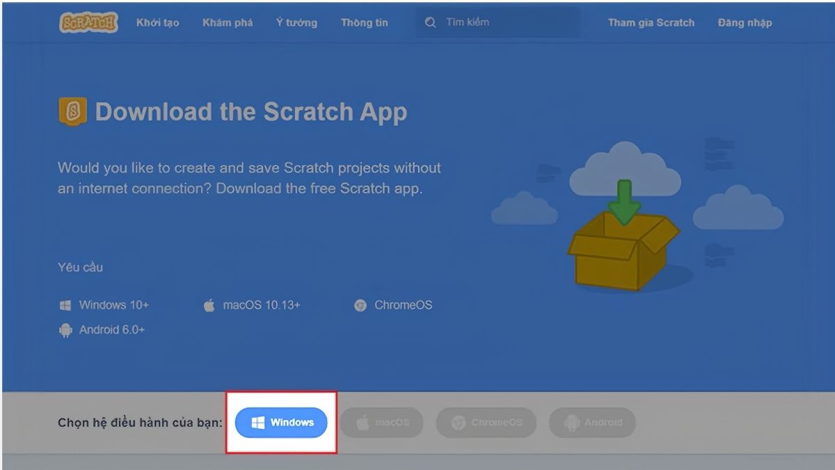 Hướng dẫn cách cài đặt phần mềm Scratch trên máy tính - bước 1