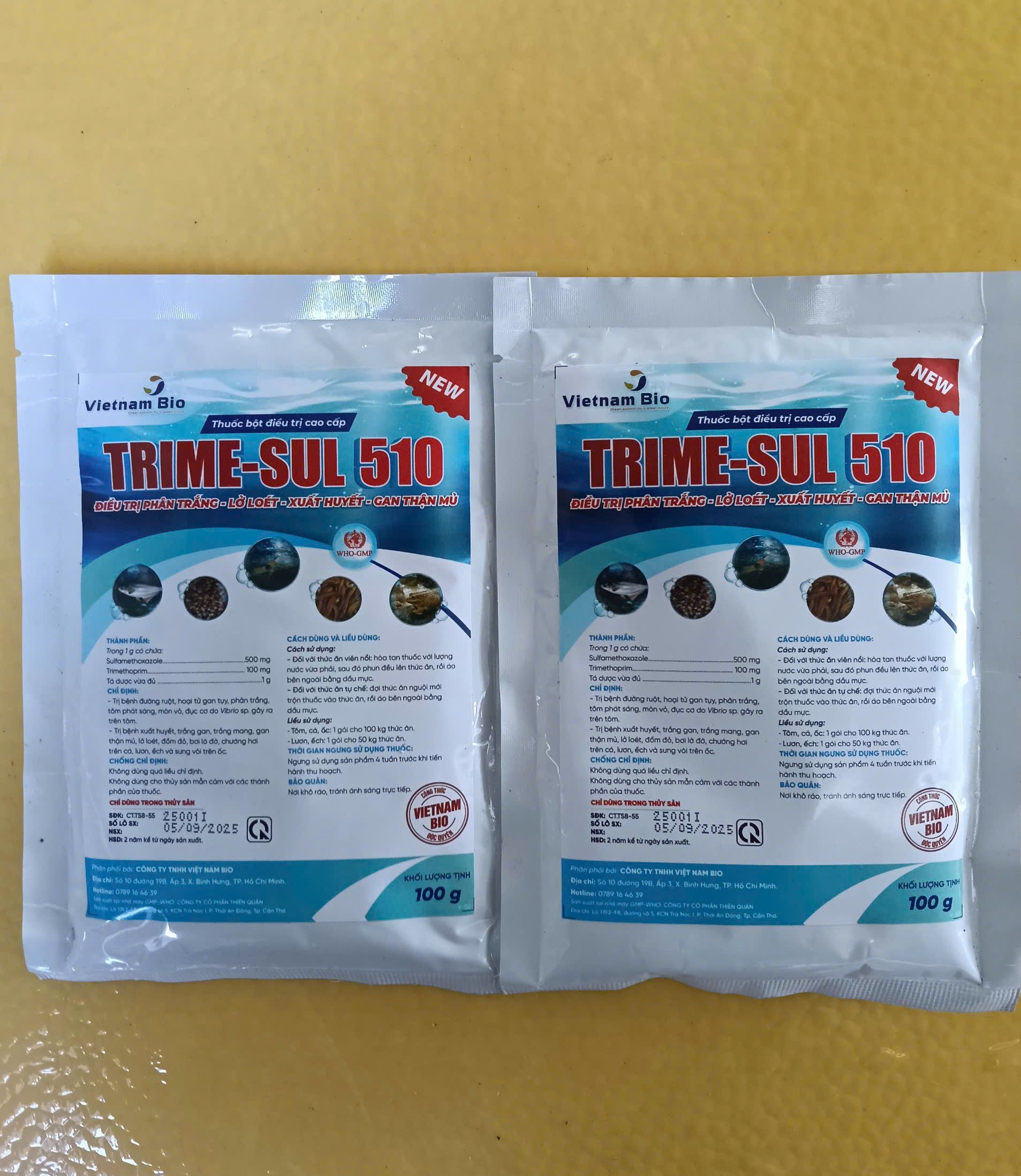 TRIME-SUL 510 điều trị phân trắng xuất huyết trên tôm cá hiệu quả