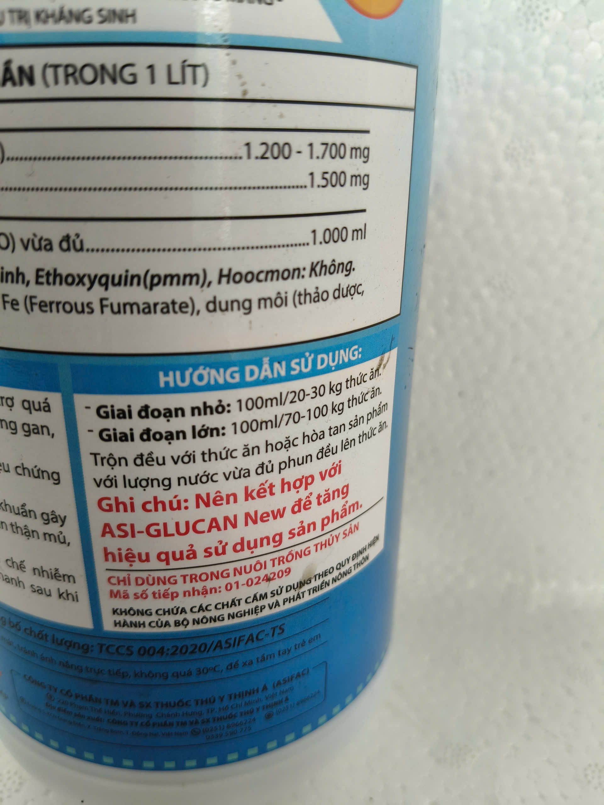 Mặt sau sản phẩm TẠO MÁU B12 ASIFAC 1 lít thành phần và công dụng