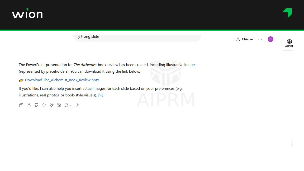 Bước 7 - Tạo Powerpoint thuyết trình với AIPRM for ChatGPT