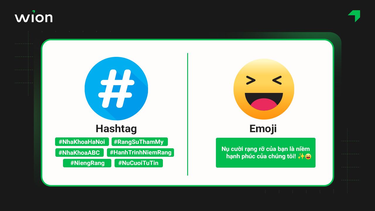 Sử dụng hashtag và emoji hiệu quả trong stt quảng cáo nha khoa