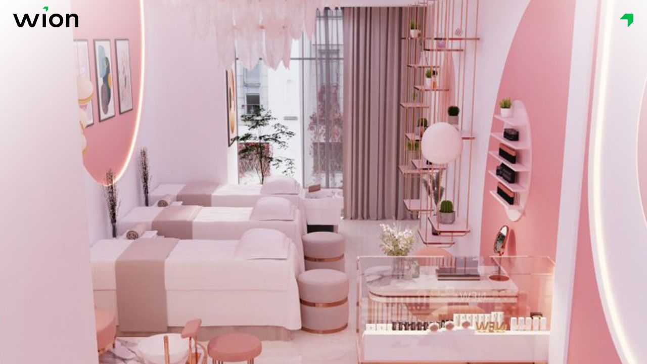 Màu hồng trắng khi trang trí spa dưỡng sinh