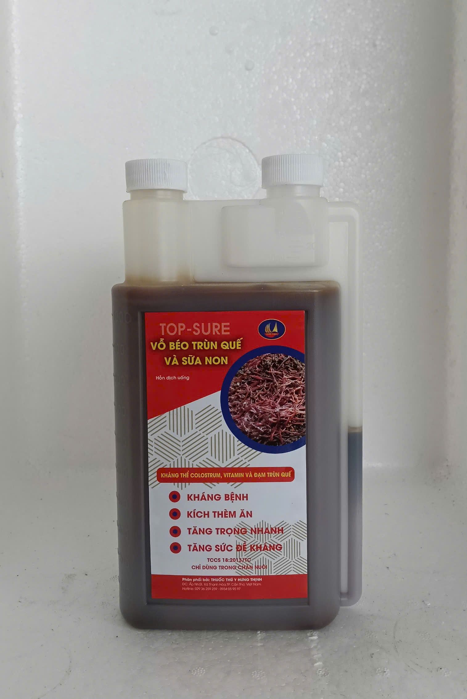 TOP-SURE vỗ béo trùn quế và sữa non mặt trước
