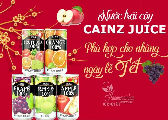 Nước trái cây Cainz Juice 100% của Nhật Bản thùng 30 lon&nbsp; 2