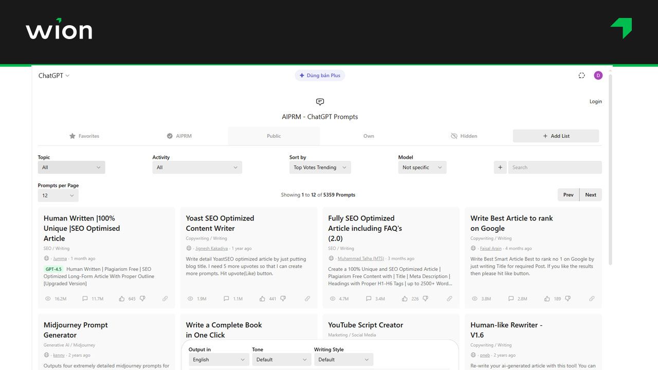 Bước 3 - Tạo Powerpoint thuyết trình với AIPRM for ChatGPT