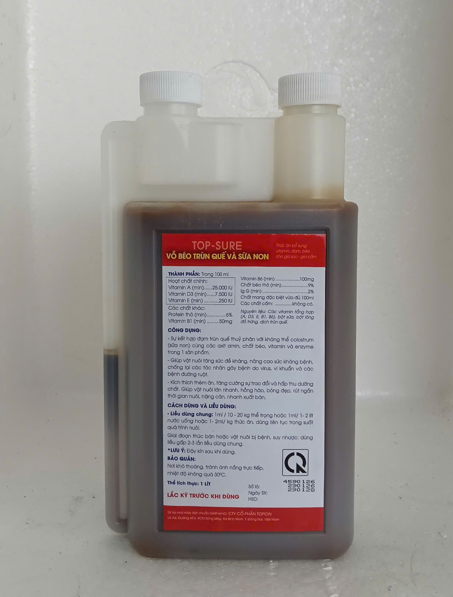 Chai TOP-SURE colostrum trùn quế 1 lít