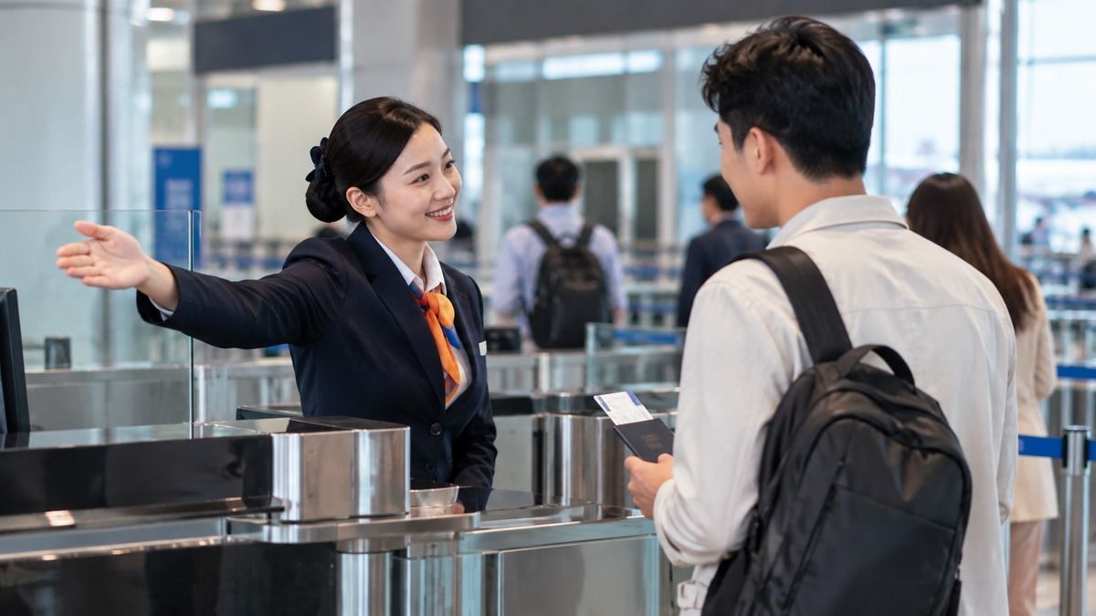 Hành khách kiểm tra lịch trình trước khi dùng dịch vụ Fast Track
