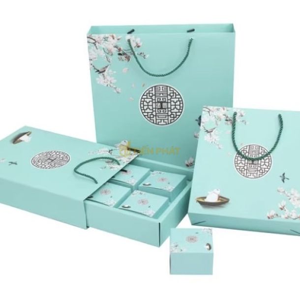 Mẫu Hộp Trung Thu Màu Xanh Min
