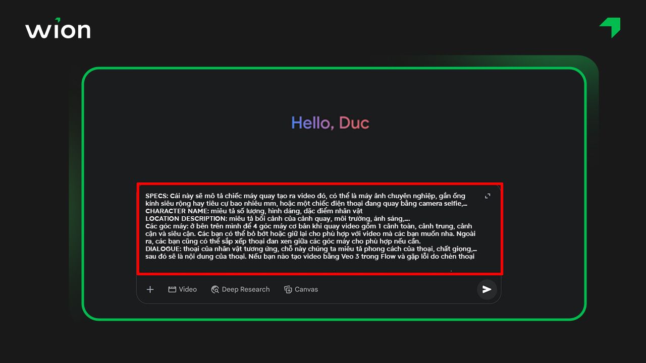 Bước 2 - Cách sử dụng Veo 3 bằng Gemini để tạo video