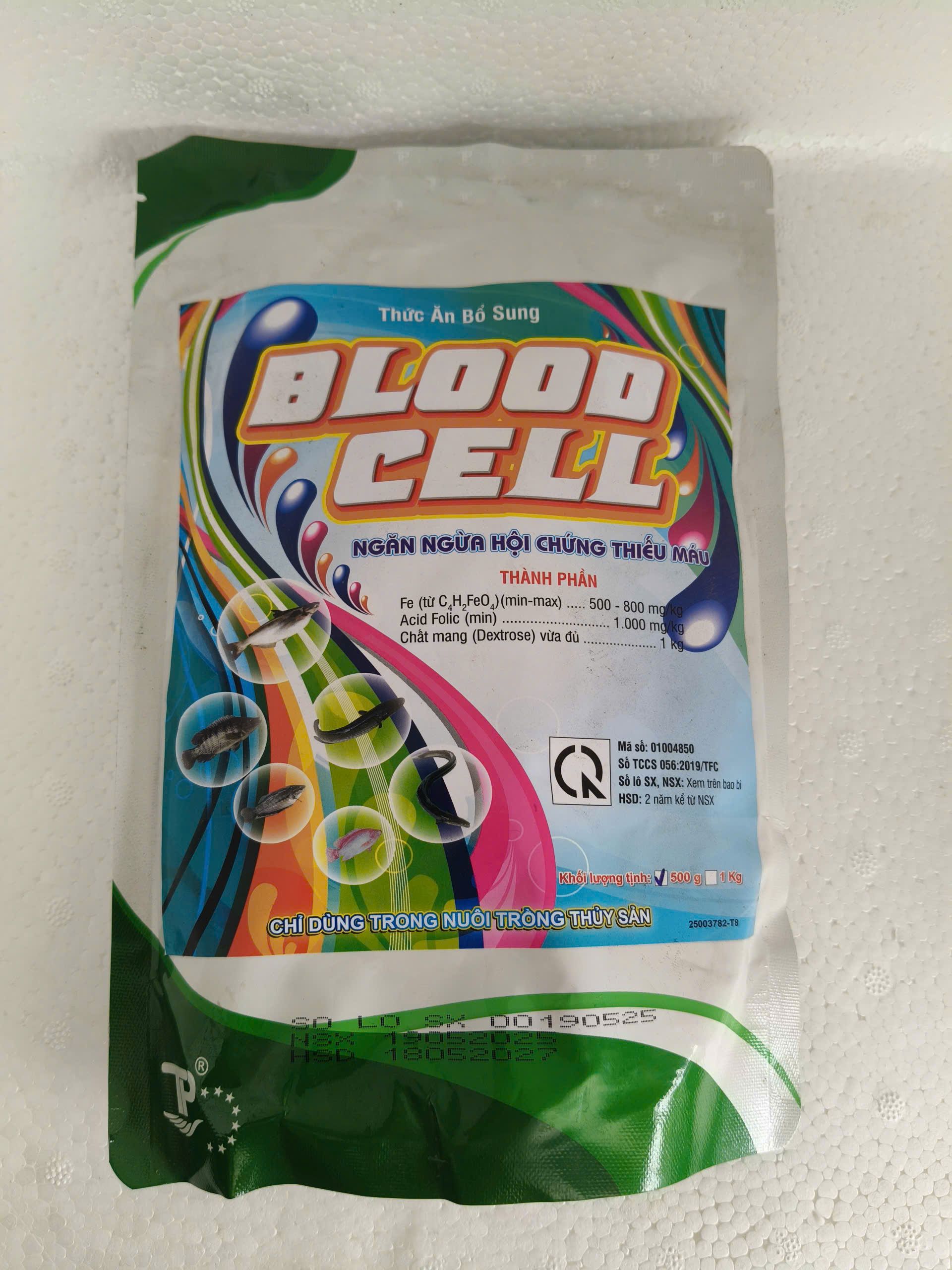 BLOOD CELL bổ sung sắt Fe và Acid Folic ngăn ngừa hội chứng thiếu máu cho cá, tôm, lươn, ếch