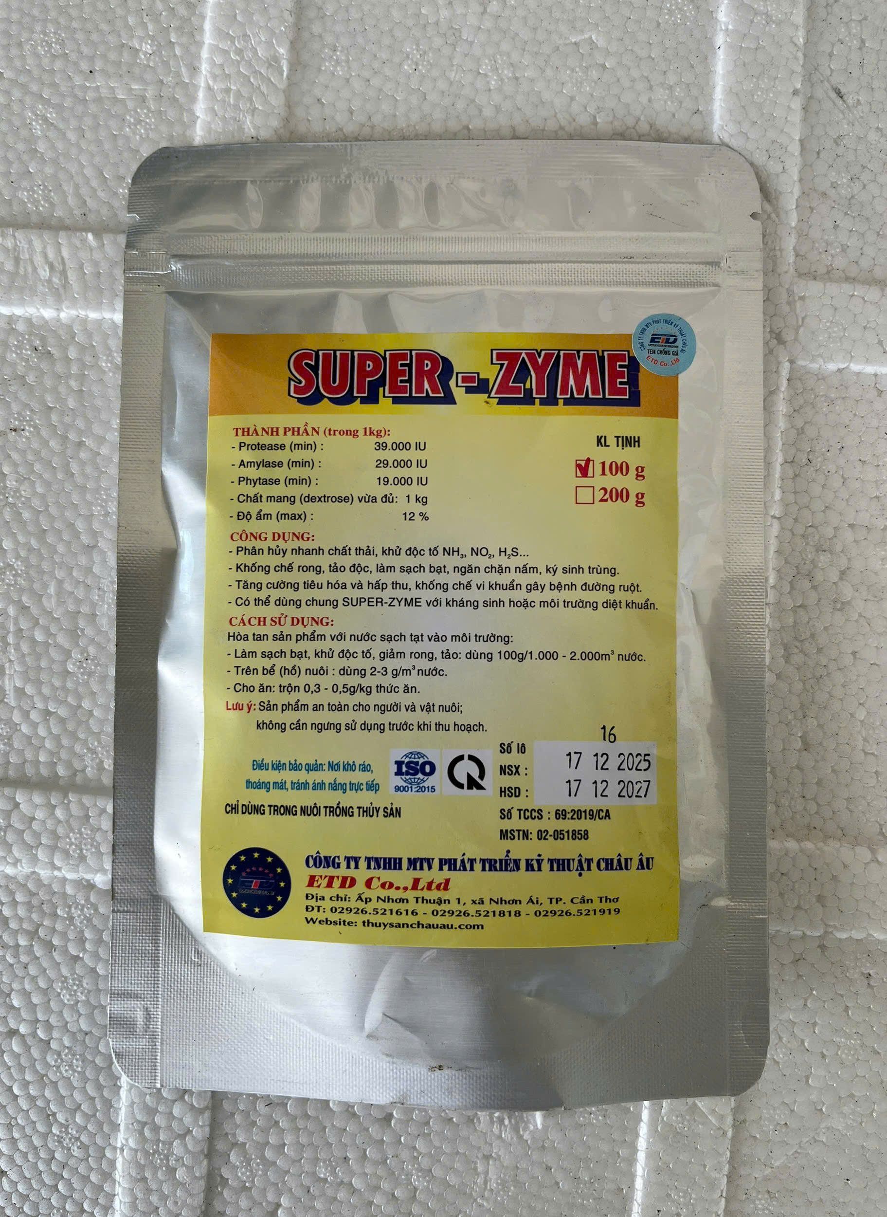 Thành phần và công dụng SUPER ZYME 100g thủy sản