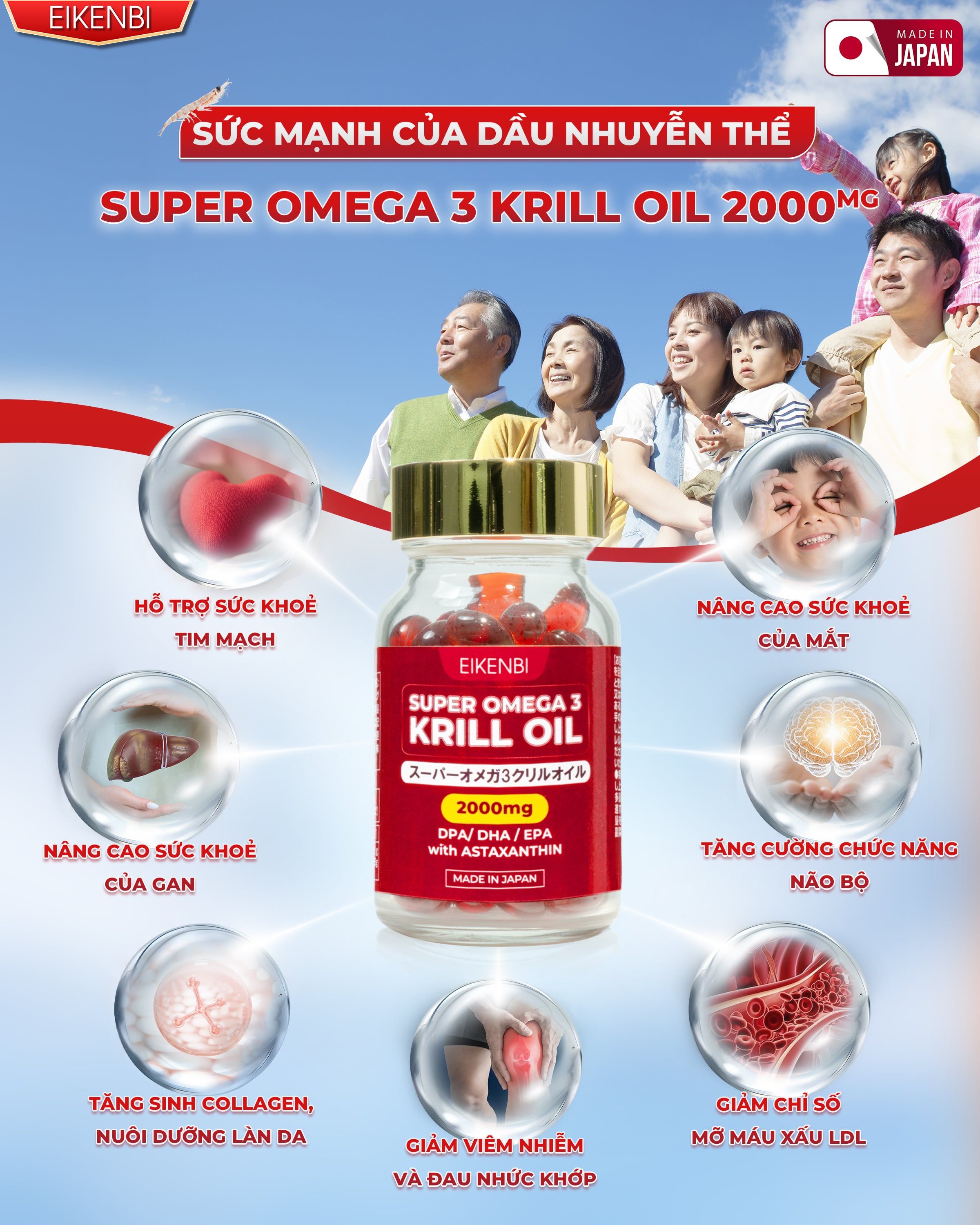 Công dụng viên uống dầu nhuyễn thể siêu Omega 3 Krill Oil