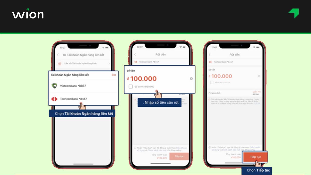 Cách rút tiền ShopeePay về ngân hàng